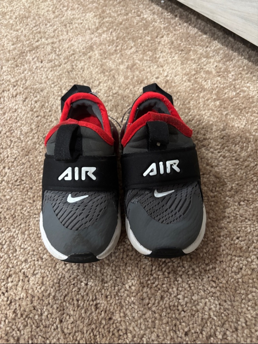 Nike Kids Slip-On Air Sneakers in Gray, Black & Red